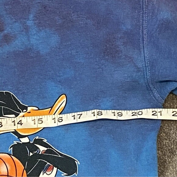 VTG SPACE JAM Looney Tunes Basketball Tie Dye Double Side Crew Neck Sweatshirt S - Picture 2 of 12